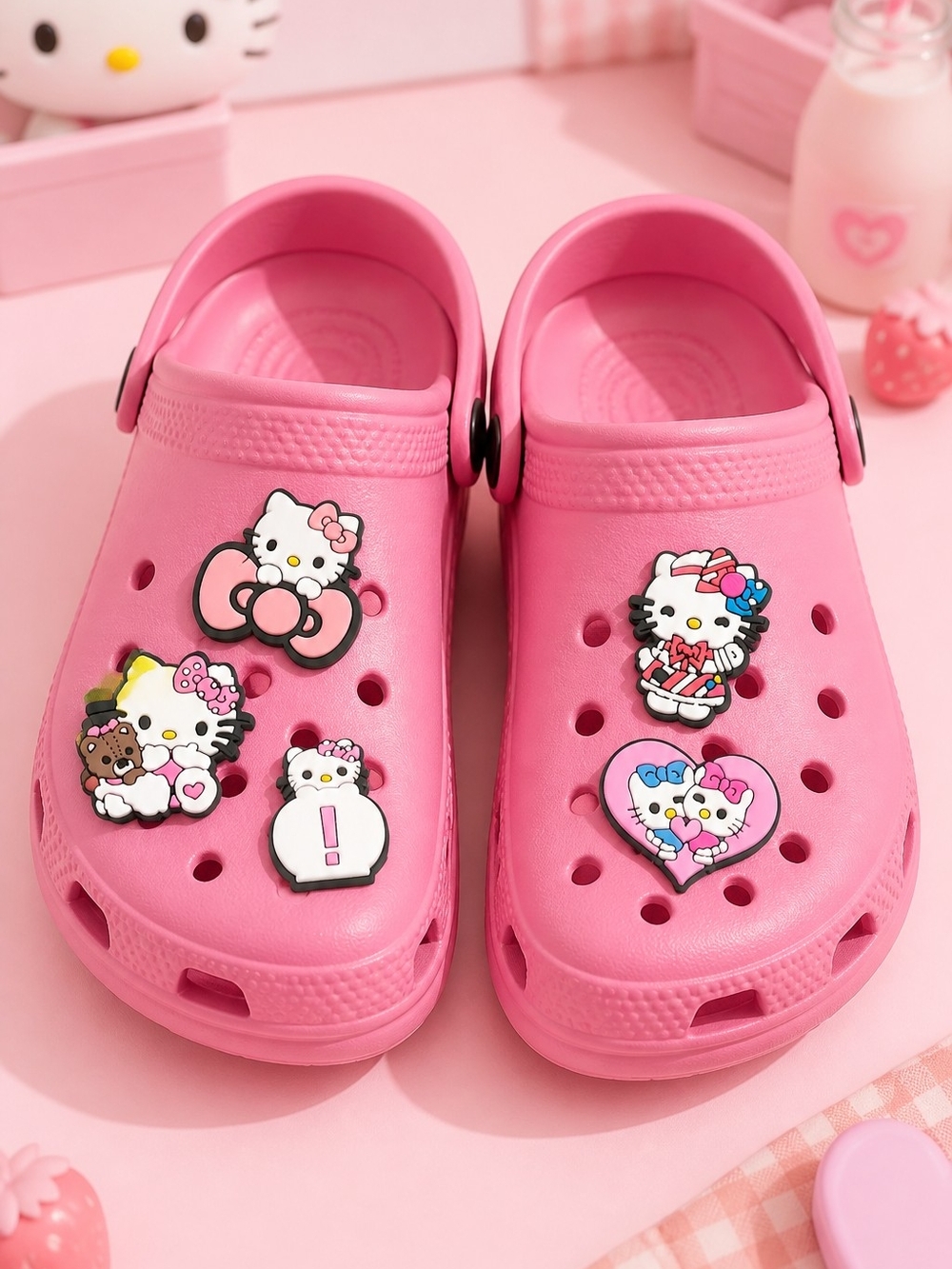Hello Kitty Crocs Shoe Charms Love Hearts Set Pink Kawaii Sanrio Jibbitz Style